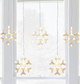 Prestige 5 Battery Operated LED Snowflake Curtain Lights - Warm White