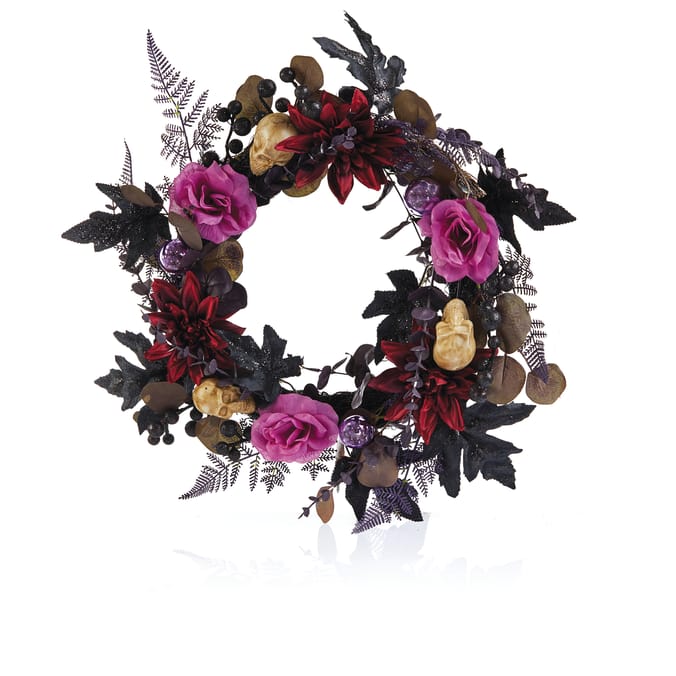 Spooks & Spells Flower Skull Wreath