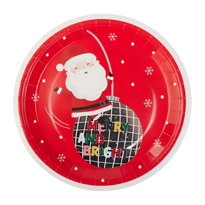 Sleigh Bells Santa Paper Plates 10 Pack