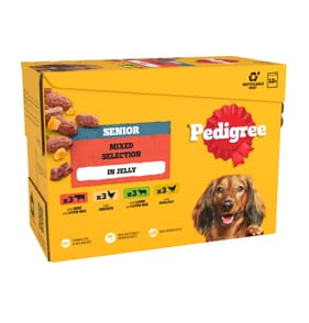 Pedigree Senior Wet Dog Food Pouches 12 x 100g - Mixed Selection In Jelly