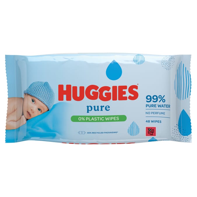 Huggies Pure 0% Plastic Baby Wipes 48's