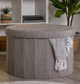 Home Collections Herringbone Round Storage Ottoman