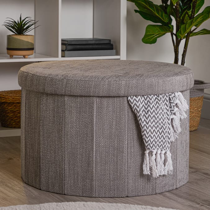 Home Collections Herringbone Round Storage Ottoman