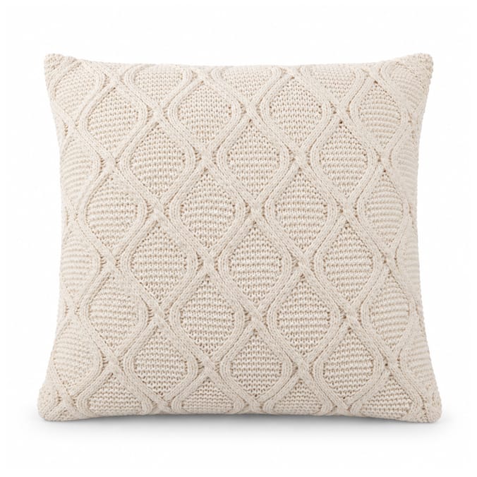 Festive Feeling Chenille Knit Cushion 55cm - Cream