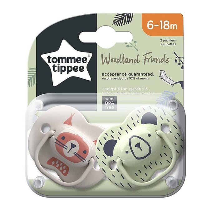 Tommee Tippee Woodland Friends Orthodontic Silicone Soothers 6-18m