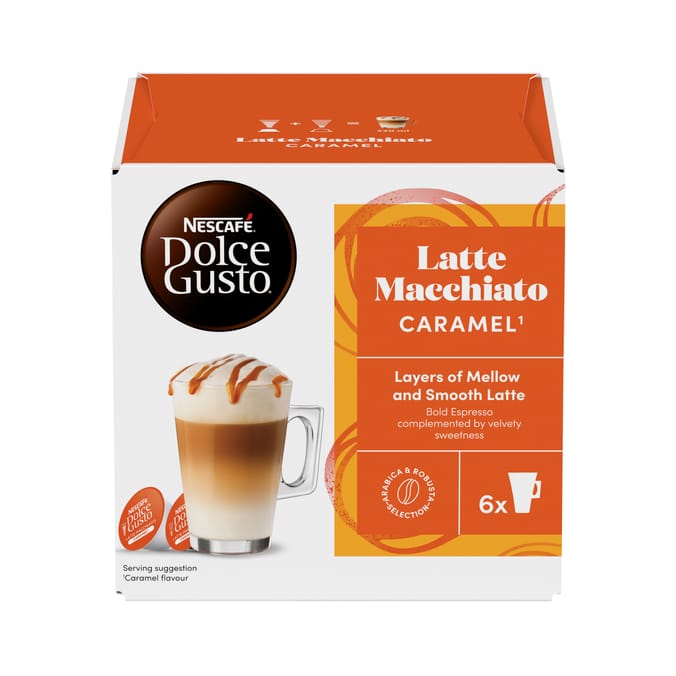 Nescafe Dolce Gusto Latte Macchiato Caramel Coffee Pods 109.2g 12 Pack