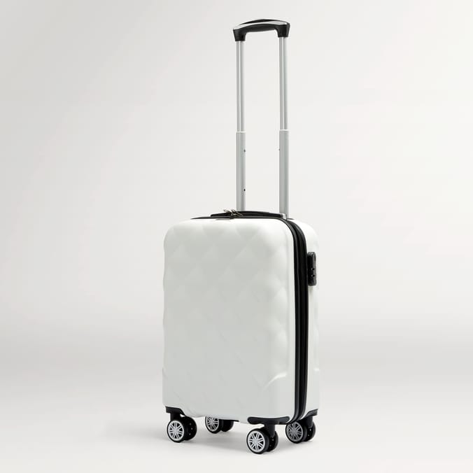 Salisbury Embossed Quilted Shell Suitcase - Off White