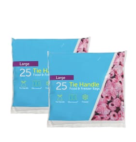 Food & Freezer Bags Tie Handle Large x2