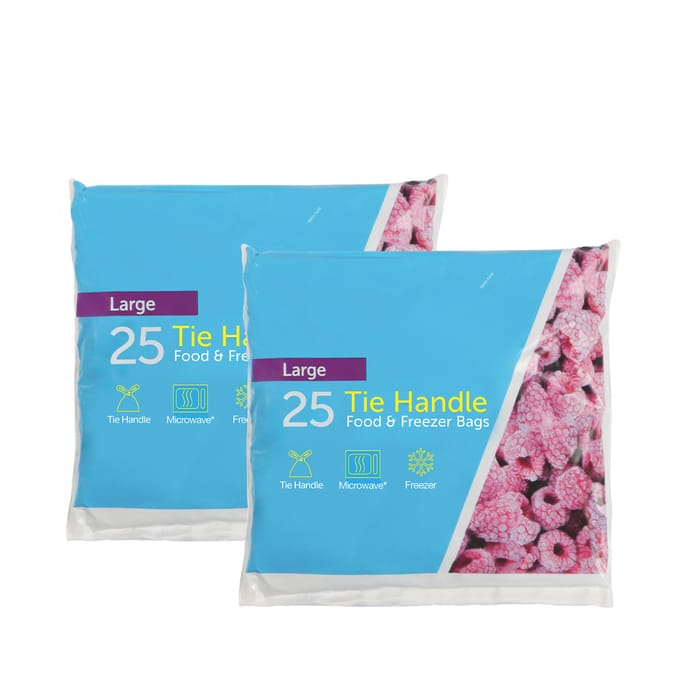 Food & Freezer Bags Tie Handle Large x2