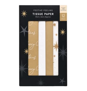 Festive Feeling Tissue Paper 12 Pack - Gold