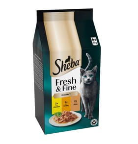 Sheba Fresh & Fine Adult Wet Cat Food 6 x 50g - Chicken & Turkey Gravy Pouches