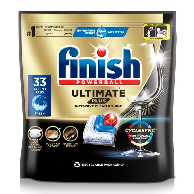 Finish Ultimate Plus Intensive Clean & Shine Dishwasher Tablets Regular - 33 Tabs