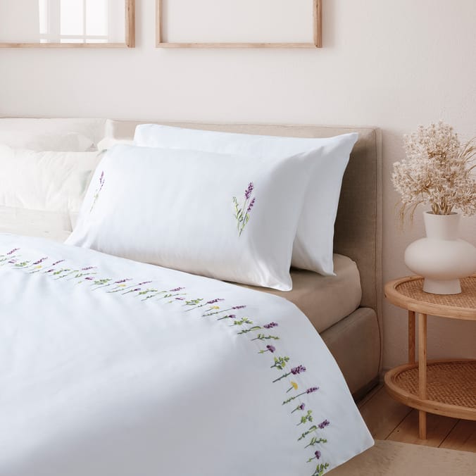 The Lifestyle Edit Tranquility Embroidery Duvet Set