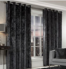 Alan Symonds Velour Fully Lined Curtains - Charcoal 46"x54"