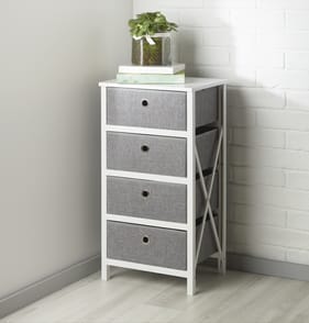 Folding Grey & White 4 Drawer Storage