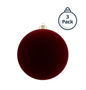 Winter Charm 15cm Flocked Christmas Baubles 3 Pack - Red