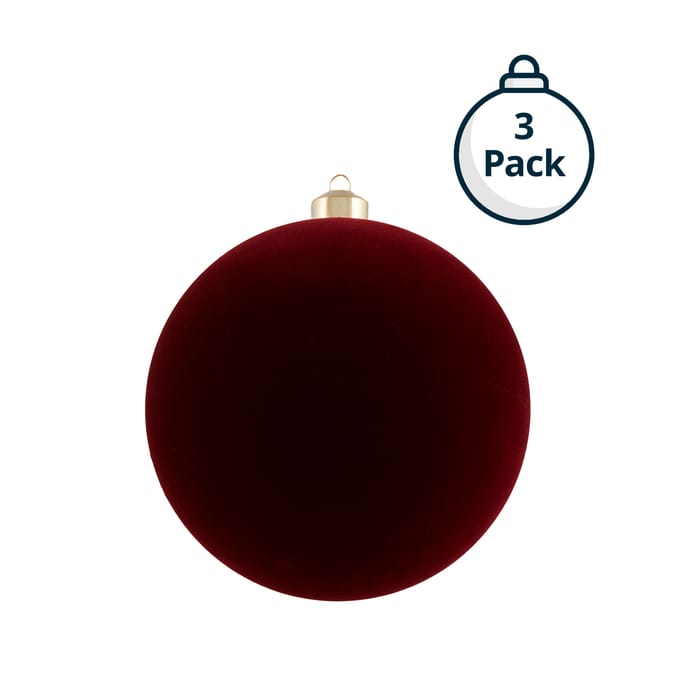 Winter Charm 15cm Flocked Christmas Baubles 3 Pack