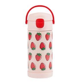 Printed Stainless Steel Pink Water Bottle 350ml - Strawberry