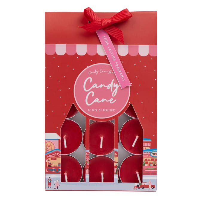 Candy Cane Lane Tealights 12 Pack - Candy Cane 