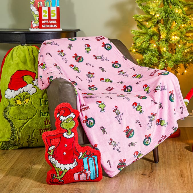 The Grinch Fleece Throw Blanket - Pink