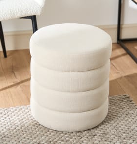 Home Collections Ribbed Storage Stool - Cream