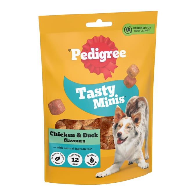 Pedigree Tasty Minis Adult Dog Treats 6 x 130g - Chicken & Duck Chewy Cubes