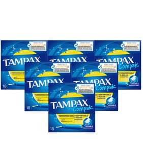 Tampax Compak Regular Tampons With Applicator 18 Pack x6