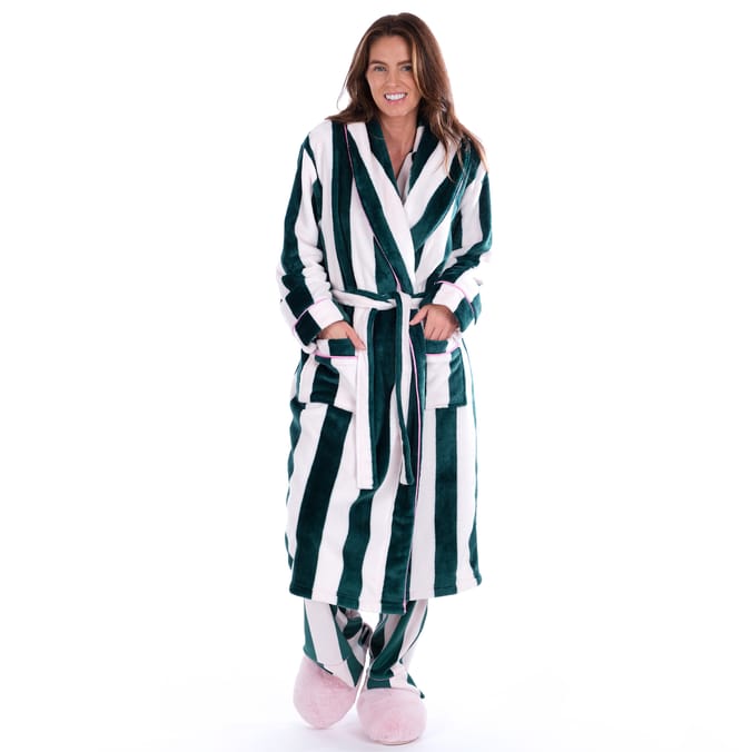 Originals Ladies Pink & Green Striped Dressing Gown