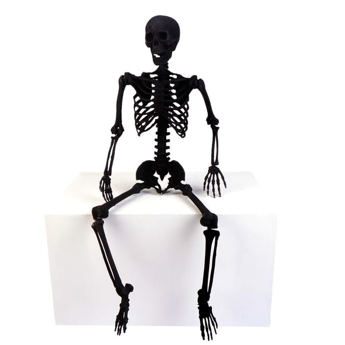 Hallow Scream Black Flocked Skeleton