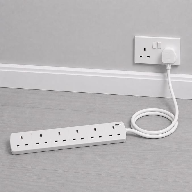 Pifco Extension Socket 2m - 6 Way Gang