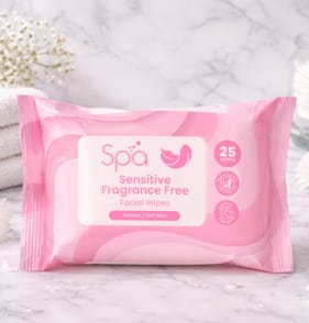 Spa Sensitive Fragrance Free Facial Wipes 25s x2