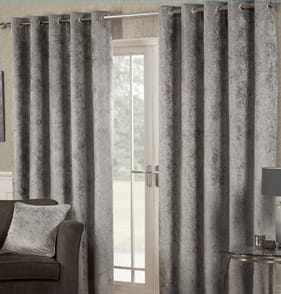 Alan Symonds Velour Fully Lined Curtains - Silver 90"x90"