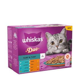 Whiskas Adult 1+ Duo Surf and Turf in Jelly Wet Cat Food Pouches 12 x 85g