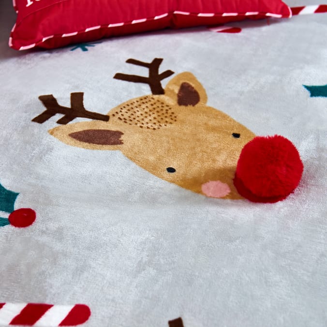 Sleigh Bells Reindeer Fleece Duvet Set - Double