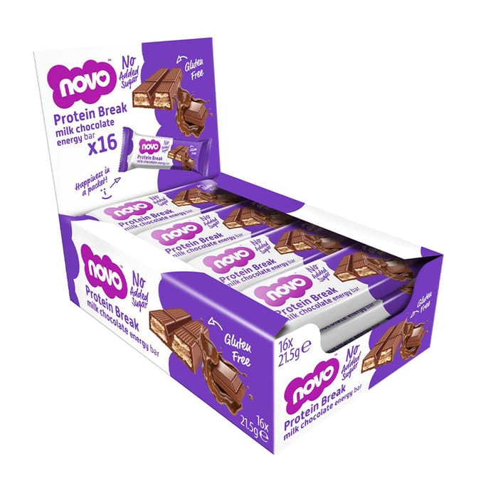 Novo Nutrition Protein Break Energy Bar 16 Pack - Milk Chocolate 