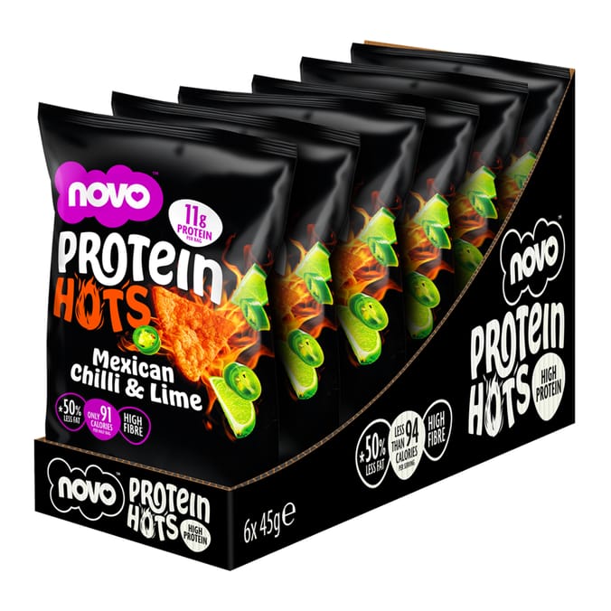 Novo Protein Hots Protein Chips 45g - Mexican Chilli & Lime x6