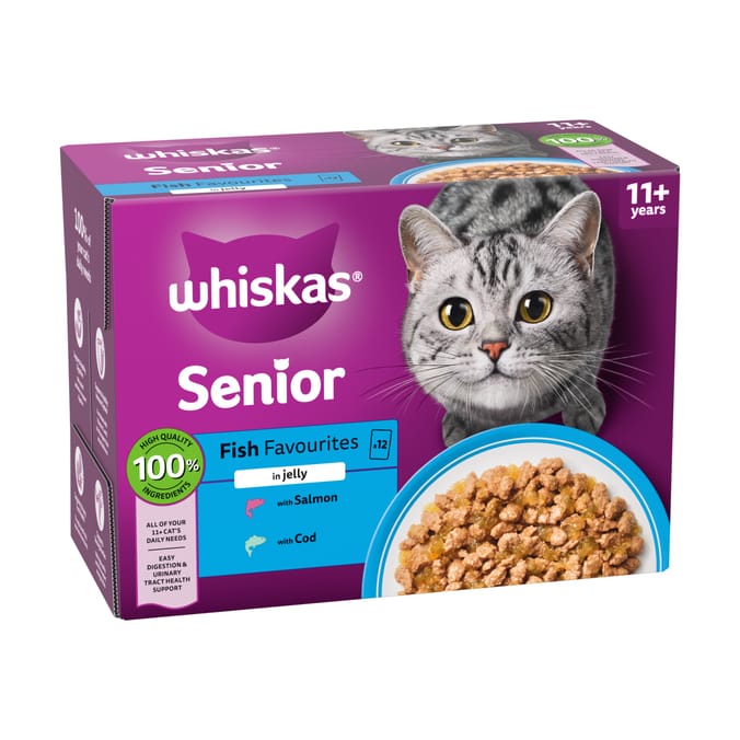 Whiskas Senior 11+ Fish Favourites in Jelly Wet Cat Food Pouches 12 x 85g