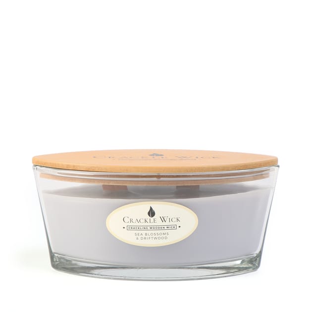 Crackle Wick Candle Oval Sea Blossoms & Driftwood Home Bargains