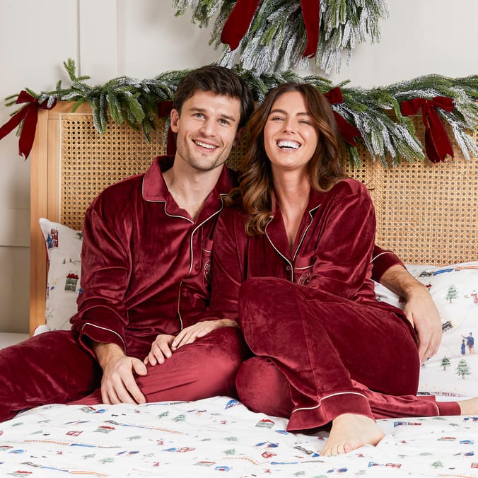 Burgundy Polar Express Mens Pyjamas