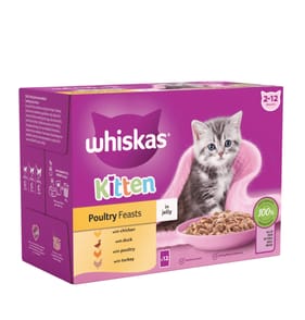 Whiskas Kitten 2-12 Months Poultry in Jelly Pouches 12 x 85g  