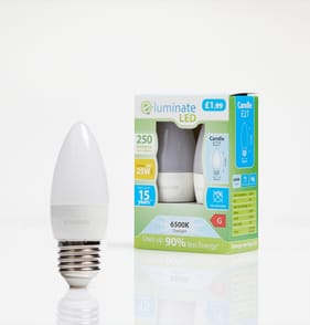 E-Luminate LED Candle E27 Warm White Light Bulb 2 Pack - 250 Lumens