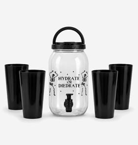 Haunted House Halloween Drink Dispenser With 4 Cups - Black