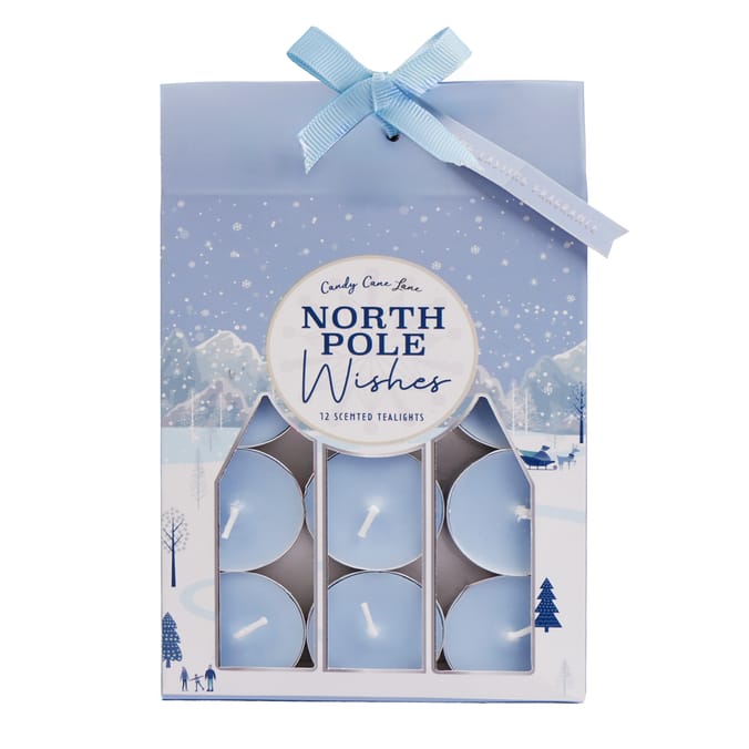 Candy Cane Lane Tealights 12 Pack - North Pole Wishes 