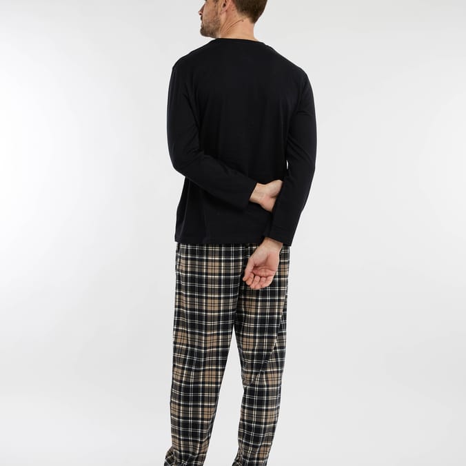 Originals Mens Black Flannel Pyjamas