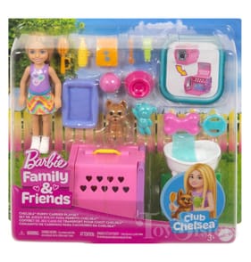 Barbie Family & Friends Club Chelsea Puppy Carrier Playset Doll JDF89