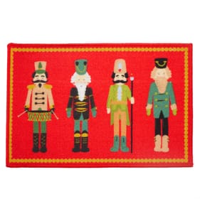 Festive Feeling Washable Door Mat - Nutcrackers