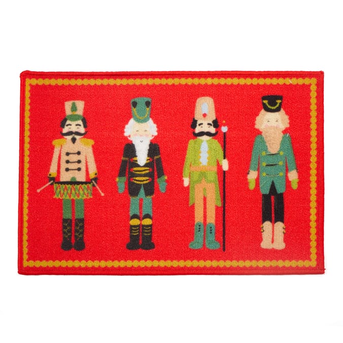 Festive Feeling Washable Door Mat - Nutcrackers