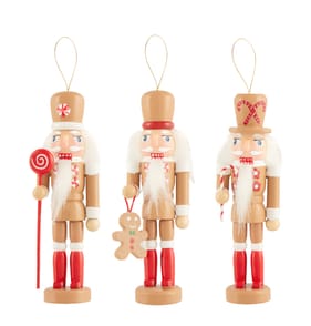 Sleigh Bells Nutcracker Christmas Tree Decoration 3 Pack - Candy Cane