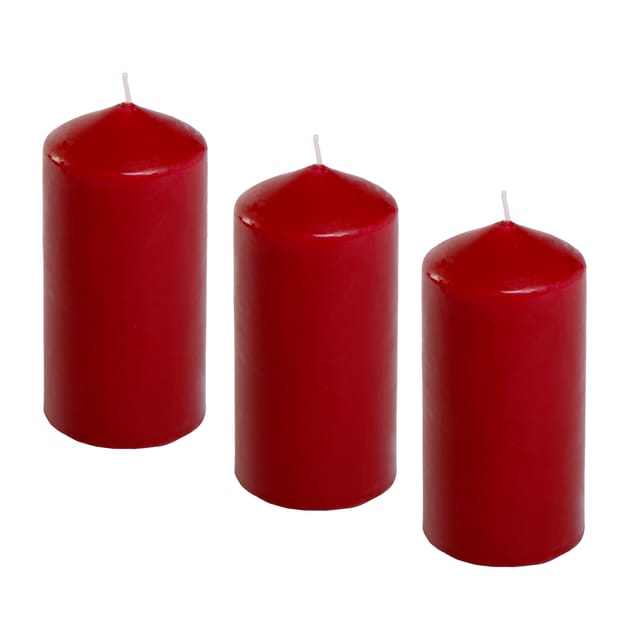 Wickford & Co Scented Small Pillar Candle Dark Cherry x3 Home Bargains