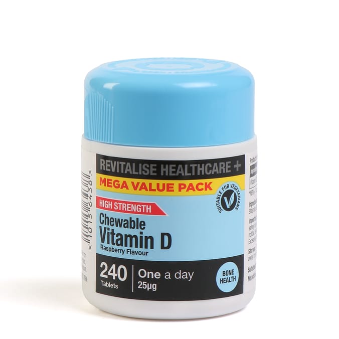 Revitalise Healthcare+ Vitamin D Chewable Tablets 240s - Raspberry Flavour